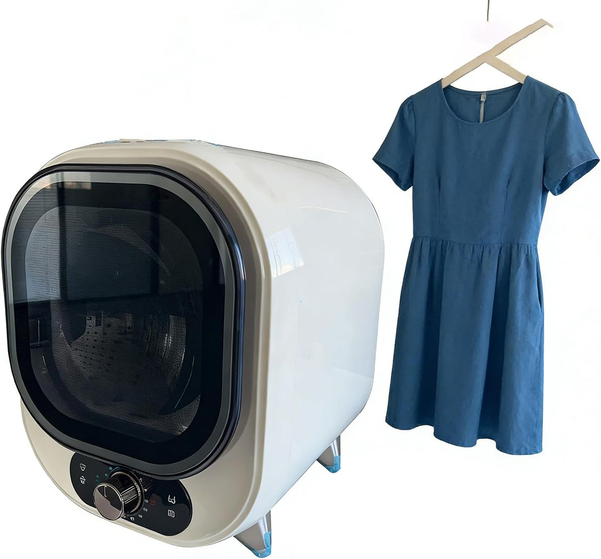 lave-linge, 0,8 kg, 35 dB, Blanc, Mini sèche-linge compact, portable, 2 modes de séchage à air froid/chaud
