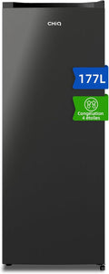 armoire CHiQ, 177 L, 39 dB, 1440 mm, Noir/Argenté, Congélateur Congélation 4 Étoiles Noir (CSD208D4E), Ultra Silencieux