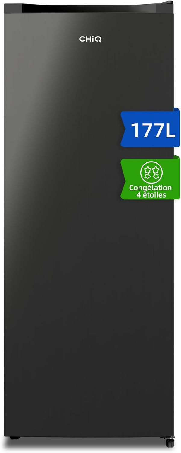 armoire CHiQ, 177 L, 39 dB, 1440 mm, Noir/Argenté, Congélateur Congélation 4 Étoiles Noir (CSD208D4E), Ultra Silencieux