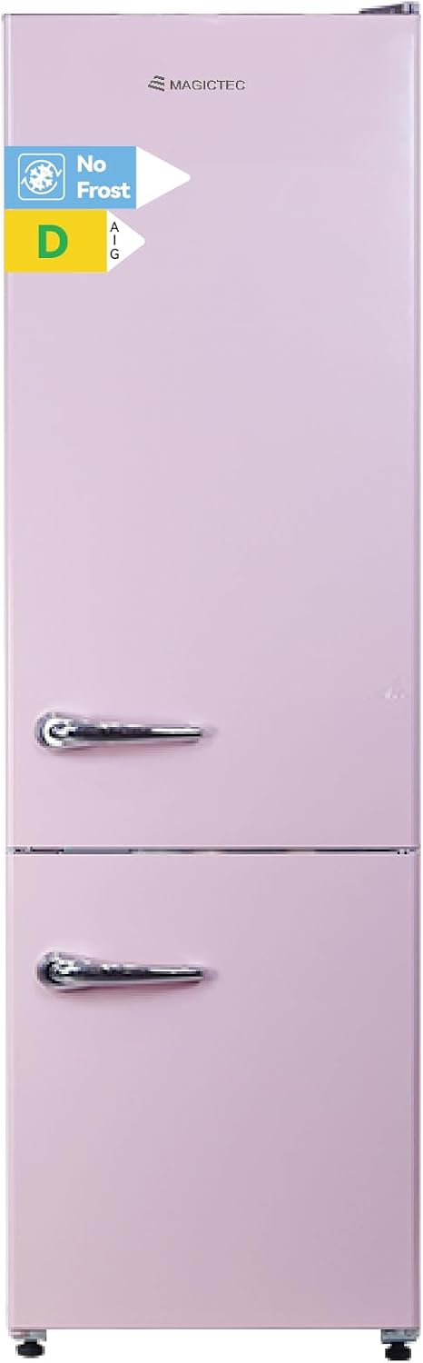 magictec réfrigérateur, 179 cm, 236 L, 168 L, 68 L, Rose, Frigo vintage, Retro congelateur, Total No Frost