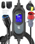 Evjuicion Stations de charge, 11 kW, 8 m, Noir/Gris, chargeur EV avec écran LCD 2, 4' et support de câble