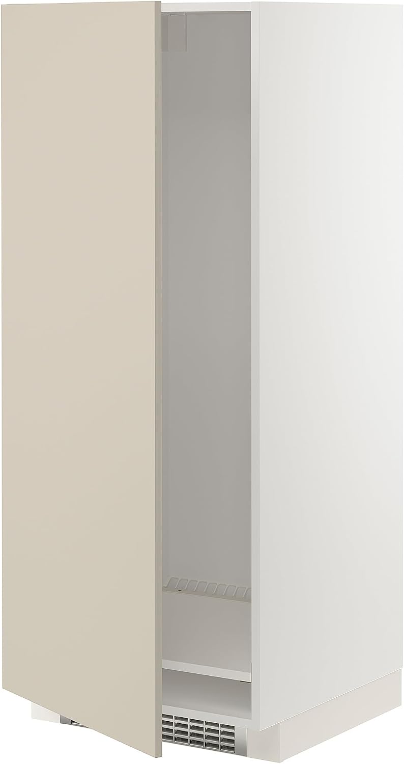 Protuning réfrigérateur, 60 x 60 x 140 cm, Blanc/Beige, METOD Armoire haute pour /congélateur, blanc/havstorp beige