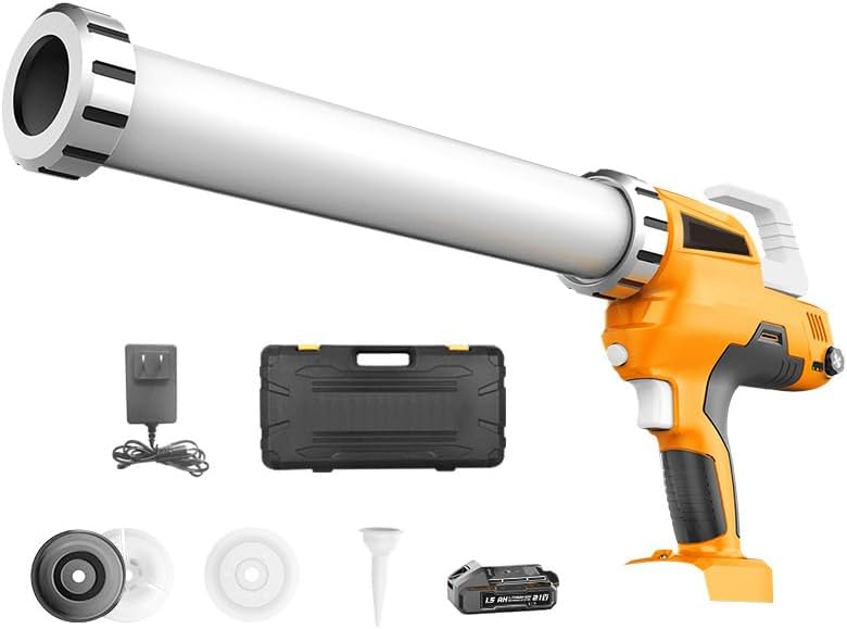 McbeAn Pistolets à calfeutrer, 21 V, Blanc/Gris, Pistolet À Calfeutrer Automatique sans Fil, Kit De Pistolet À Mastic Électrique avec Batterie Li