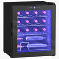 HOMCOM réfrigérateur, 42 L, Noir, Cave à Vin 16 Bouteilles, Température Réglable 5-18°C, à vin et boissons avec porte en verre trempé