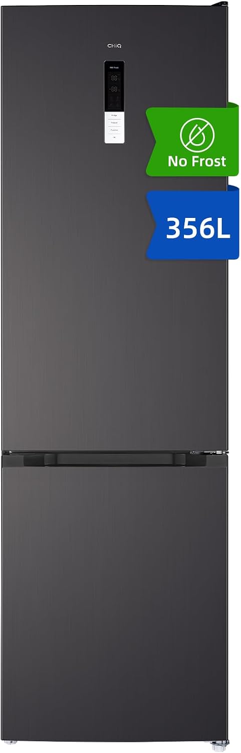 CHiQ réfrigérateur, 356 L, 35 dB, Noir, Combiné NoFrost Contrôle Intelligent, FBM351NEI42, Silencieux, Mode Éco