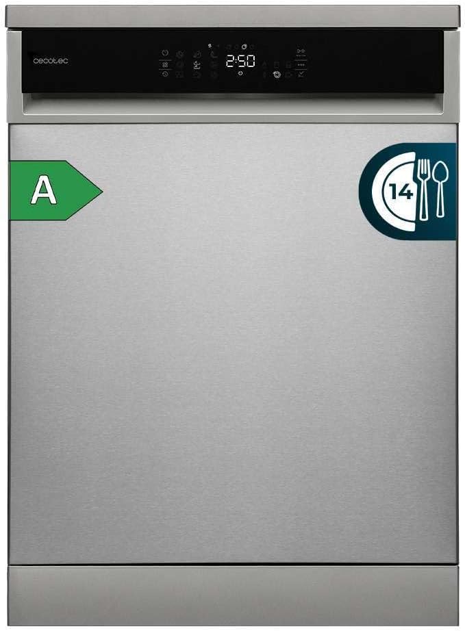 Cecotec Lave-vaisselles standards, 60 cm, Argenté, Lave-vaisselle Bolero 6800 Inox A, 14 Couverts, Basse Consommation