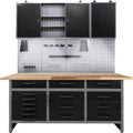 armoire Ondis24, 170 cm, Noir/Gris, Aménagement pour atelier de large, à outils Outils Mural avec éclairage LED