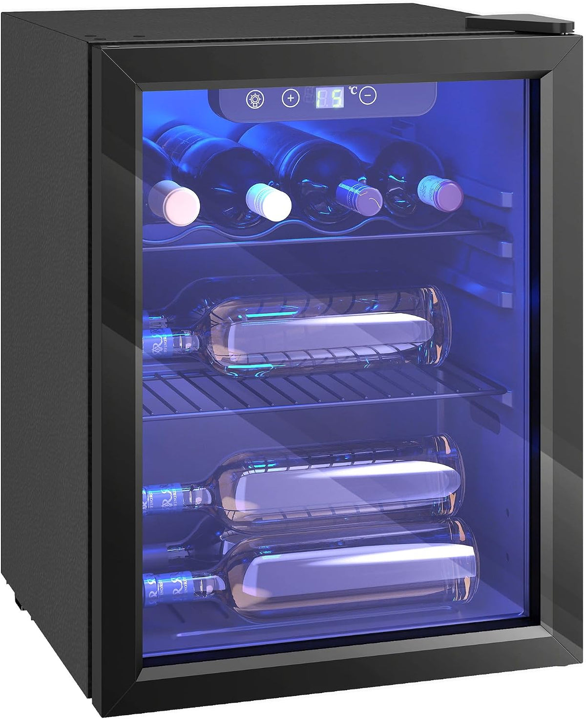HOMCOM réfrigérateur, 48 L, Noir, Cave à Vin 16 Bouteilles, Température Réglable 4-16 °C, à Vin et Boissons