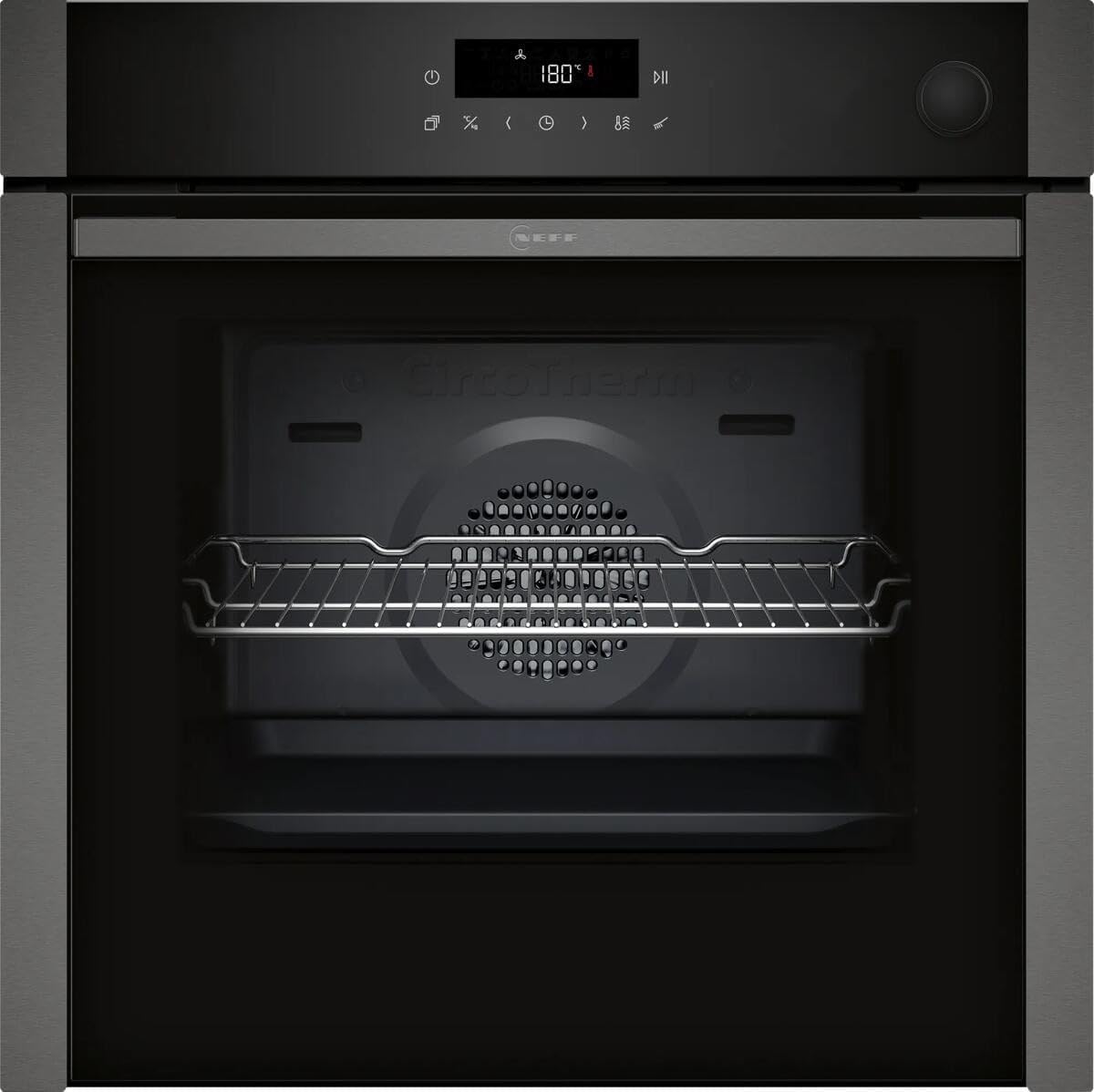 Neff four encastrable, 60 x 60 cm, Argenté, B6AVJ7AG3, support vapeur, fabriqué en Allemagne, pyrolyse & Easy Clean Auto-nettoyage