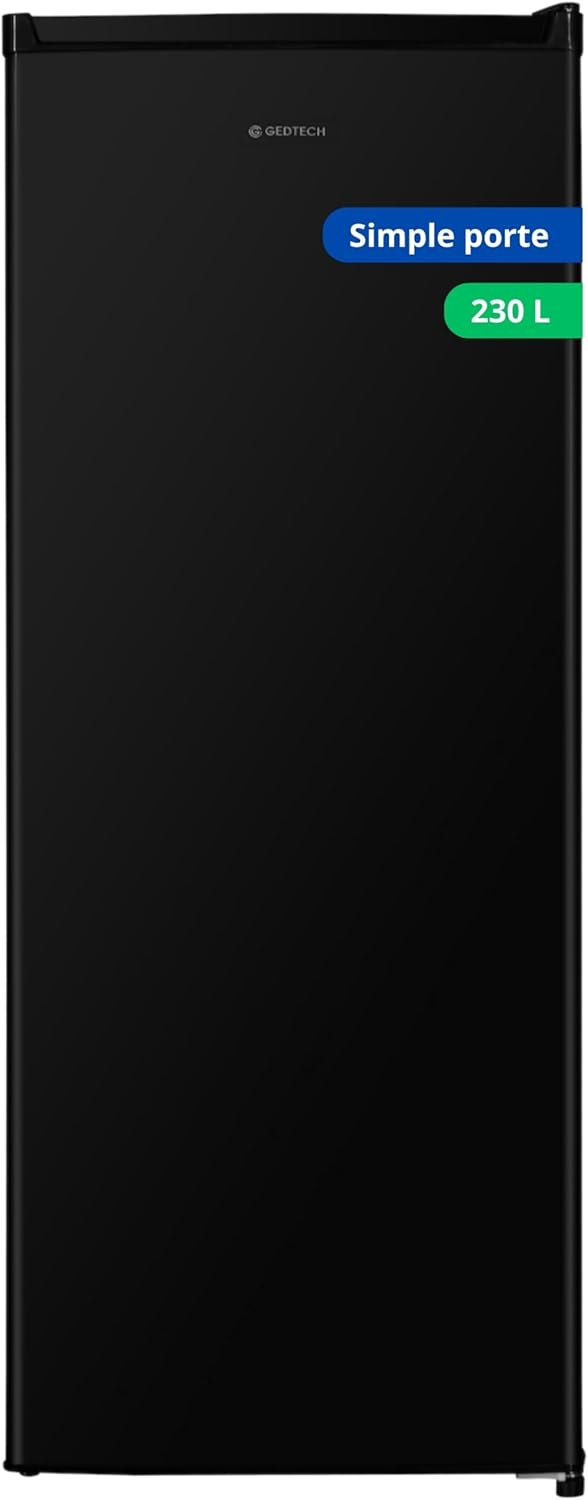 GEDTECH réfrigérateur, 230 L, Noir, Refrigerateur simple porte GSP230BL Black - capacité - Classe E