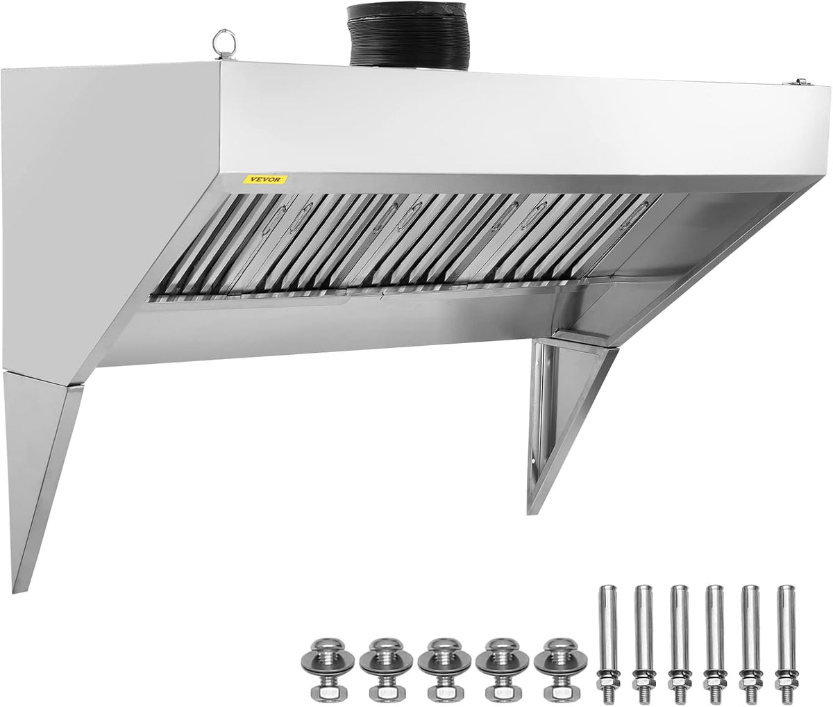VEVOR hotte aspirante, 2,7 m, Argenté, Commerciale de pour Camion-Restaurant, Hotte d'Aération Résistante à la Rouille