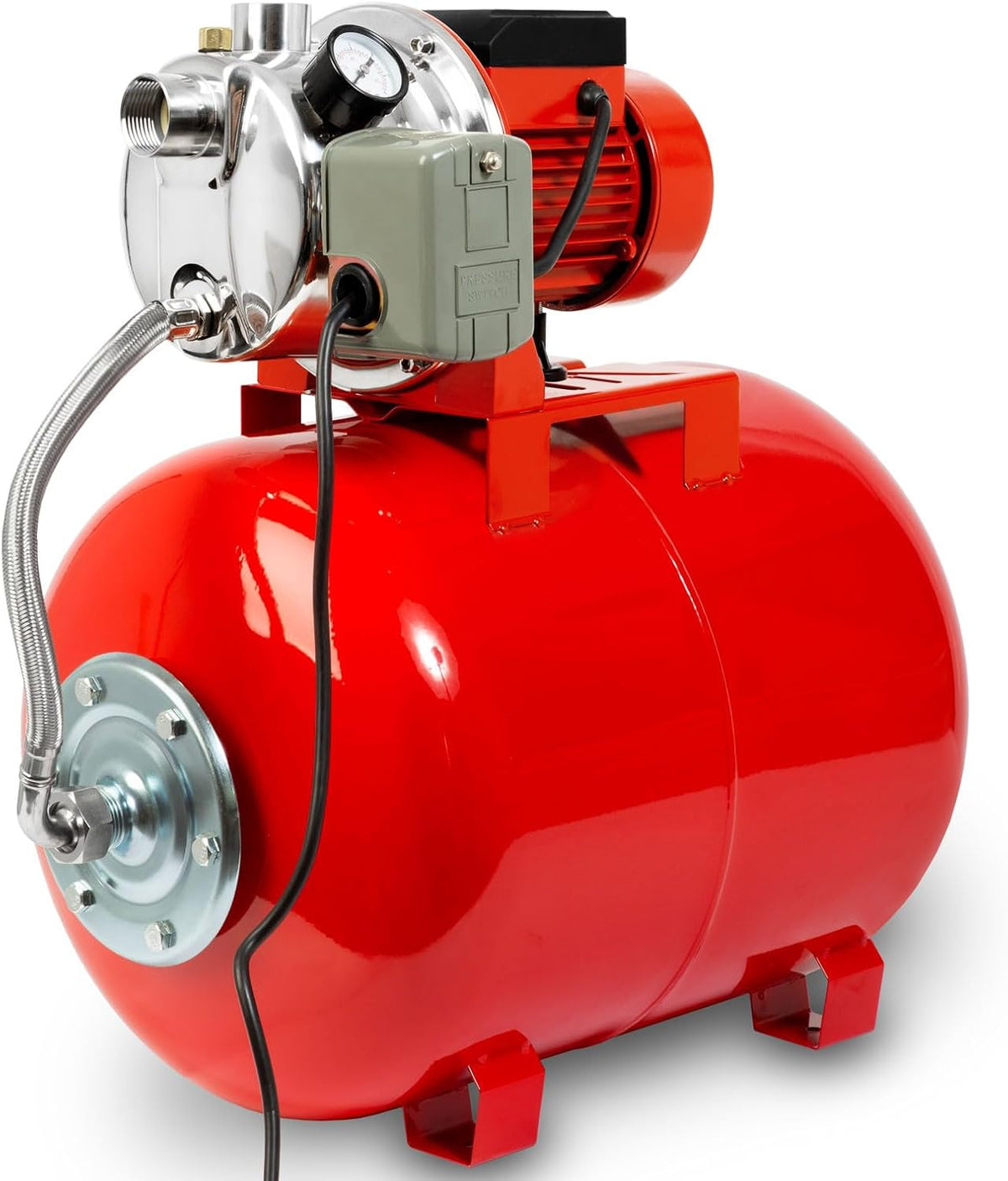 Pompes à eau utilitaires EBERTH, DW26-HWW750/50, 530 x 338 x 558 mm (longueur x largeur x hauteur), 750 W, 3600 L, 4 bar, Rouge/Gris