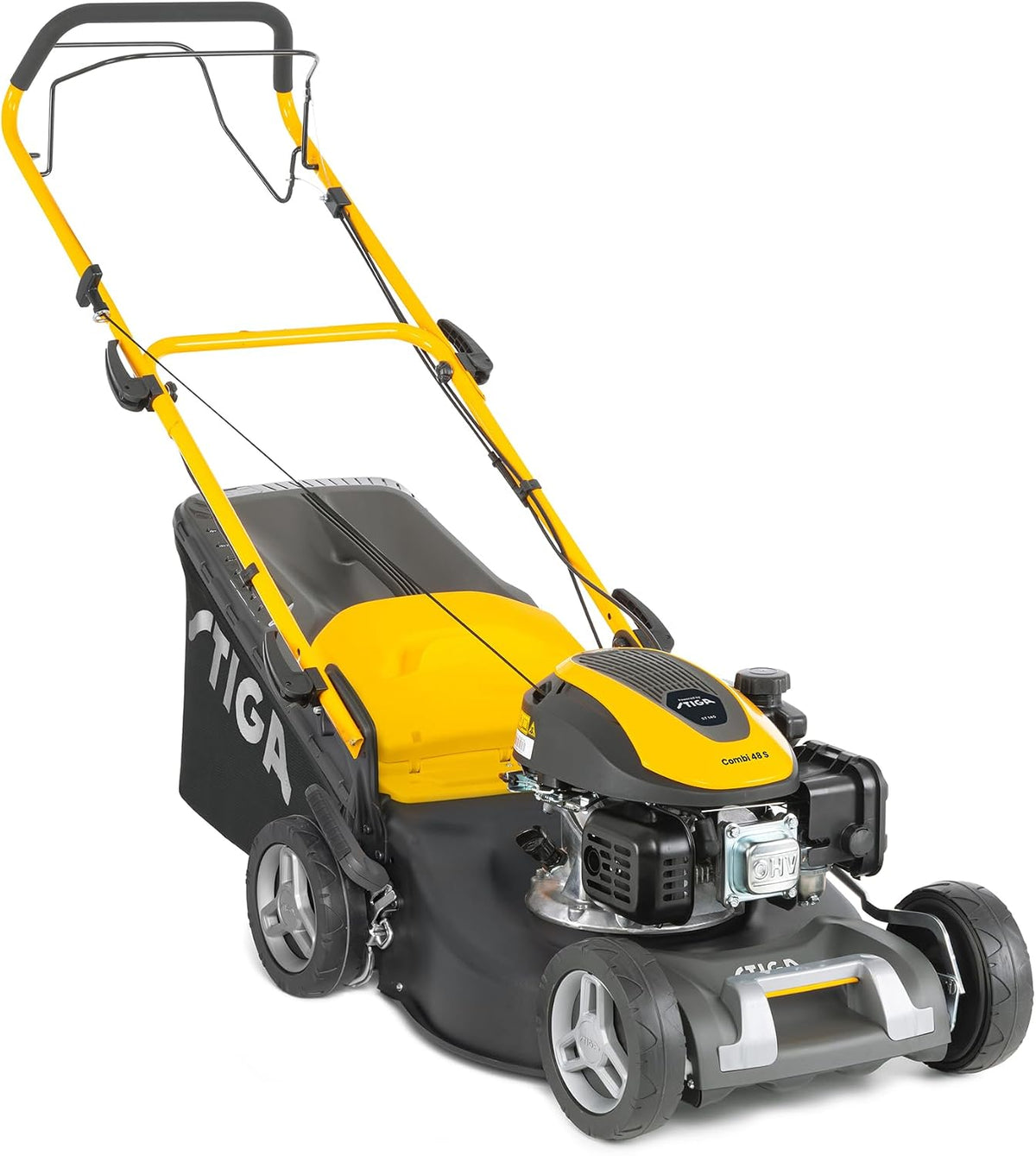 STIGA tondeuse à gazon, 139 cm, 46 cm, 60 L, 200 m, Gris, Combi 48 S Tondeuse Thermique, Mulching Intégré