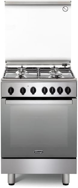 De'Longhi Cuisinières, 60 cm, Argenté, DGX 64 LSG Cuisine à Gaz, Four électrique multifonction avec grille