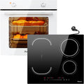 Disaenvir four encastrable, 60 cm, 65 L, 3500 W, Blanc, four avec fonction vapeur, 4 fonctions+ Plaque Induction 4 Feux avec Prise