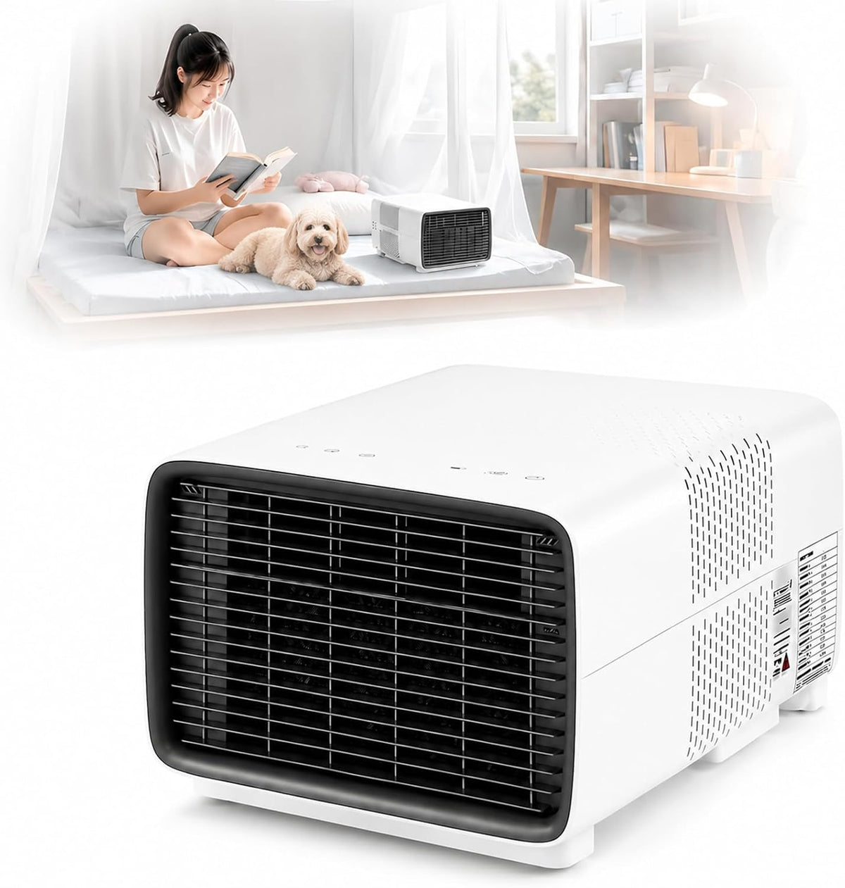 climatiseur portable GZGHRZQS, 398,78 × 299,72 × 254 mm / 15,7 × 11,8 × 10 pouces, 2700 BTU, 280 W, 45 DB, Blanc, Climatiseur Mobile Compact