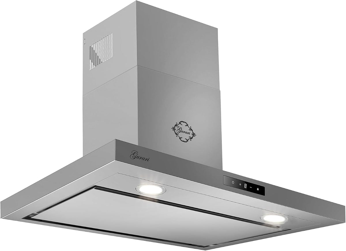 Gurari hotte aspirante, 90 cm, 1000 m, Argenté, Hotte murale CH 5001+ recirculation, en acier inoxydable, puissance ³/h