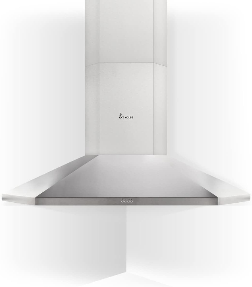 KKT KOLBE hotte aspirante, 100 cm, Argenté, Hotte d'angle, acier inoxydable, Opération bouton poussoir, ANGOLO106ED