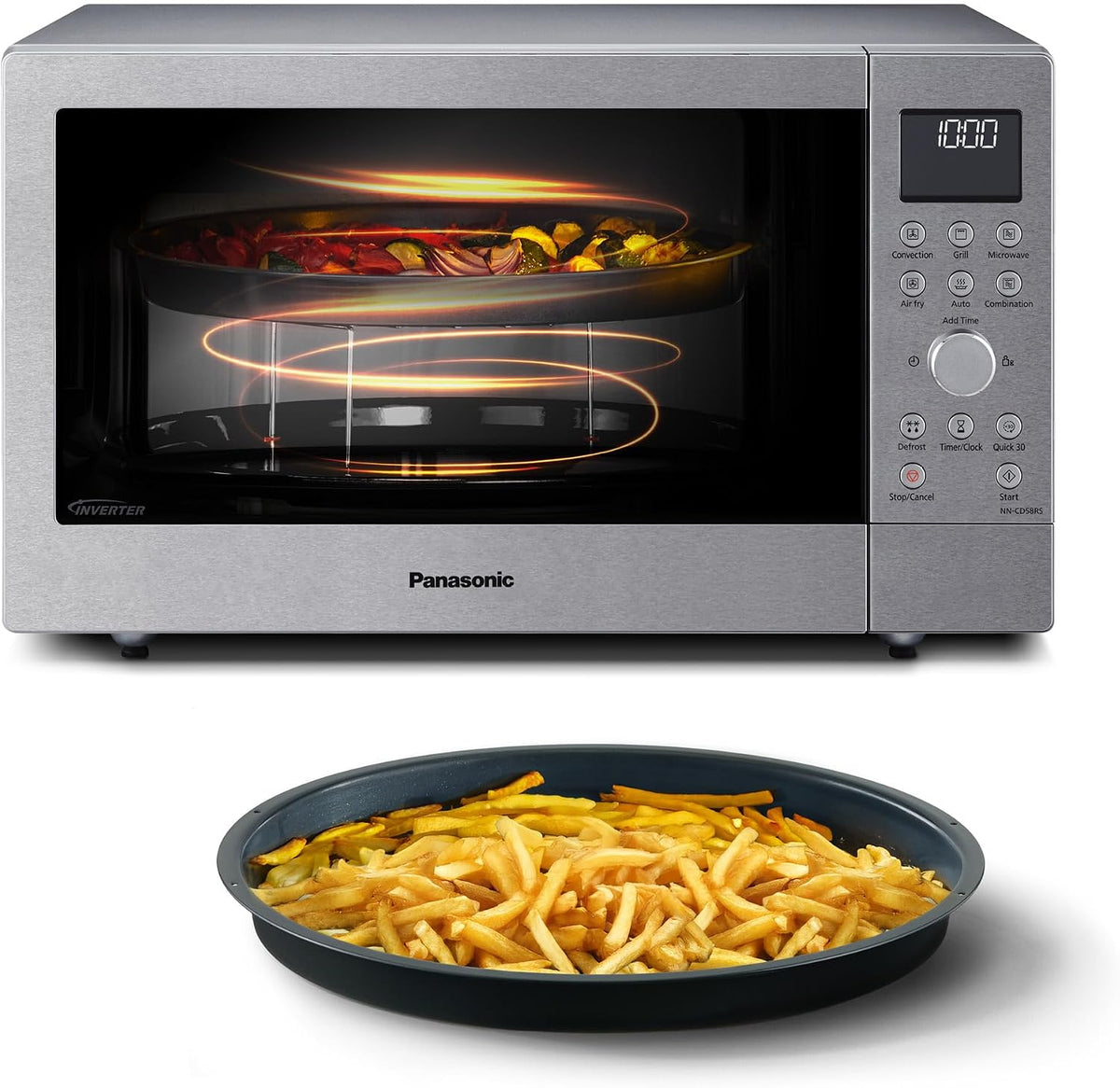 Panasonic Micro-ondes multifonctions, 27 L, 1000 W, 1300 W, Argenté, NN-CD58RSEPG Four à Micro-Ondes combiné 4-en-1