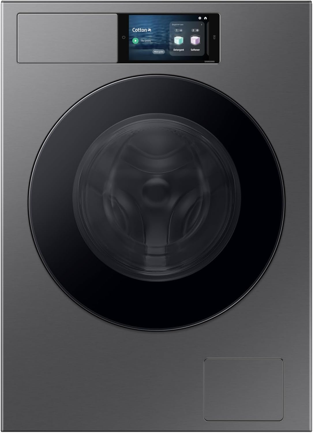 Samsung lave-linge, 9Kg, 1400 RPM, Dark Silver Steel avec hublot noir et écran noir., WF90F09C4SU3 Gris