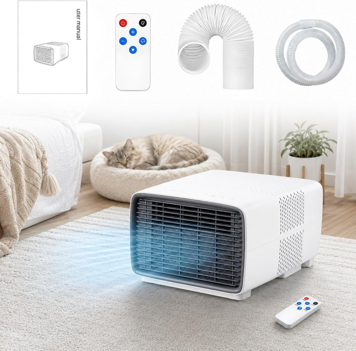 HCAUYNN climatiseur portable, 400 × 300 × 255 mm, 280 W, 45 dB, 9,6 kg, Noir, Mini Climatiseur 4㎡, Écran Digital