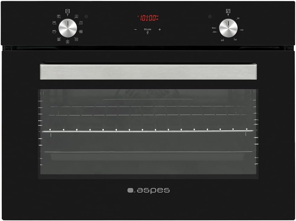 Aspes Fours encastrables, 50 litres, 1200 W, Noir, Four multifonction avec ventilateur en verre AHM9500DCN. Capacité