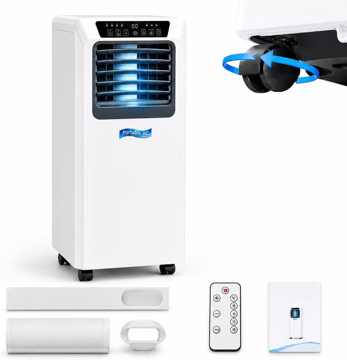 climatiseur portable WANGYYDS, 7000 BTU, Blanc, Climatiseur Mobile 3 in 1 avec Télécommande et Refroidisseur d'Air