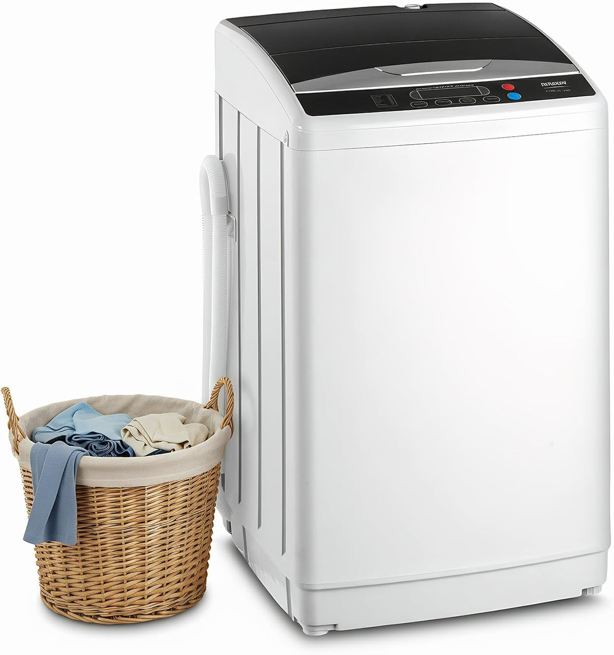 ROVSUN lave-linge, 7 kg, 70 dB, 51 × 47 × 87 cm, Blanc, Machine à laver à chargement par le dessus, minuterie 24 H