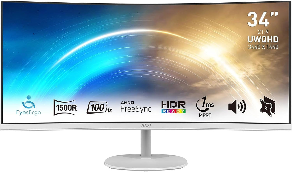 MSI Écrans PC, 3440x1440, Noir, Pro MP341CQW Écran Professionnel incurvé 34' UWQHD, Dalle VA, courbure 1500R