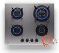 table de cuisson KLARSTEIN, 8000 W, Argenté, Tables de Cuisson à Gaz, Plaque de Cuisson Gaz à 4 Brûleurs, Table de Encastrable à 4 Feux