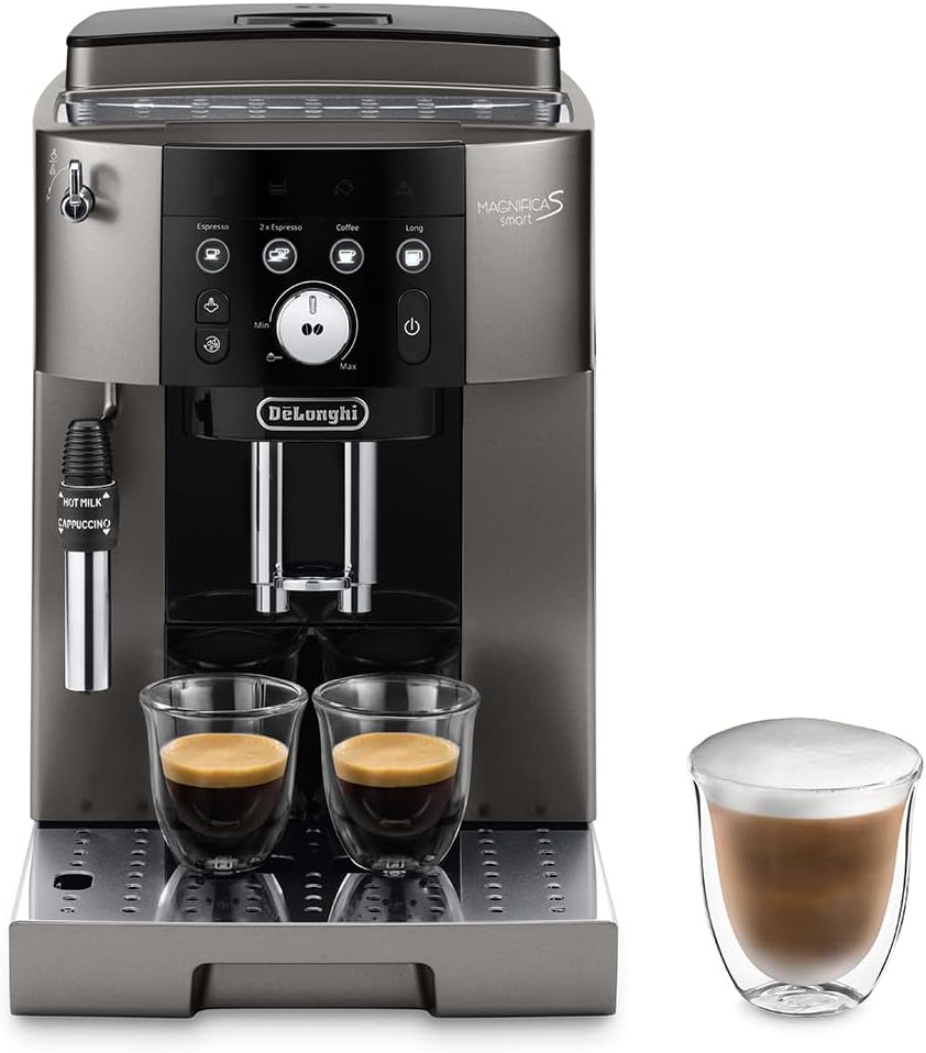 De'Longhi machine à café, Noir, Magnifica S Smart ECAM250.33.TB, Automatique avec Mousseur à Lait, Taille Compacte Machine Grain à Tasse