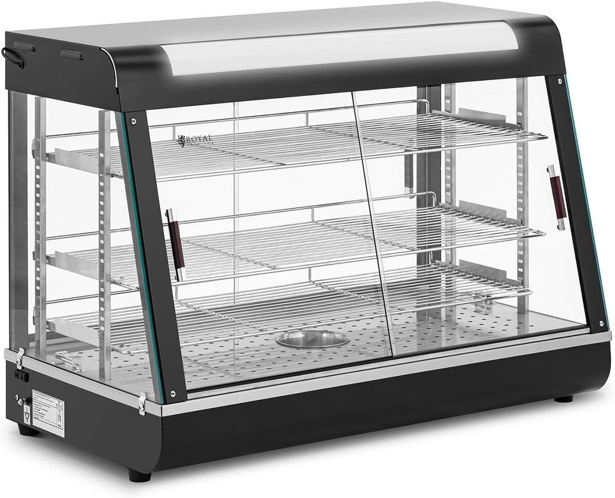 Royal Catering Buffets chauffants, 1600 W, Noir, RC-HTDLD Comptoir chaud cm Vitrine de maintien au chaud