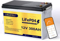 LISUATELI batterie, 12 V, 300 Ah, Bleu, Mini LiFePO4 auto-chauffante, BMS intégré, surveillance par application