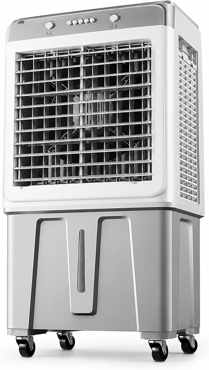 bureau JS Space, 100 cm, Blanc, Climatiseur Évaporatif Portable avec Oscillation 120°, Ventilateur de Refroidissement Industriel Grande Puissance