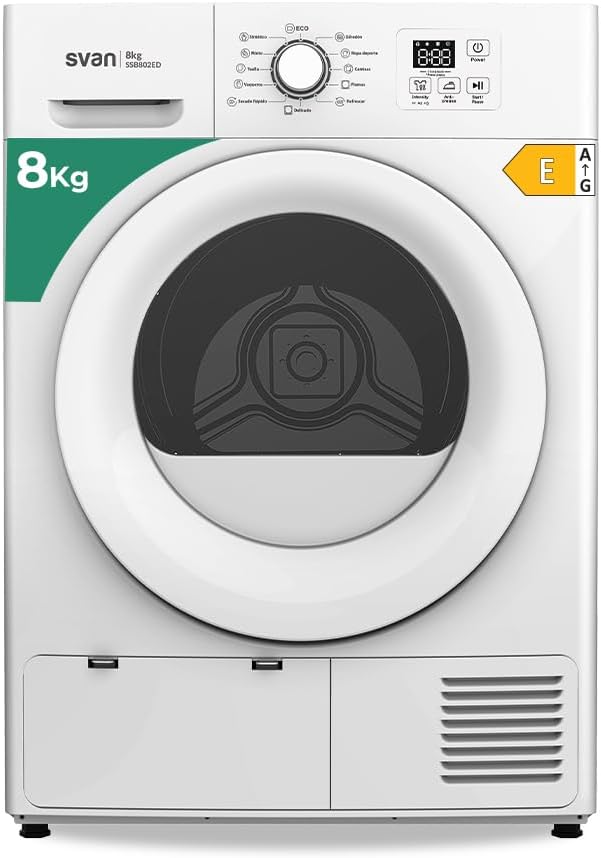 SVAN Sèche-linges avec pompe à chaleur, 8 Kg, 700 W, Blanc, Sèche-linge Pompe à Chaleur, Charge avant, SSB802ED
