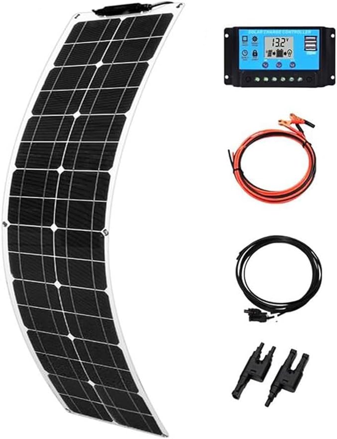 TPTAWF panneau solaire, 300 x 410 x 2 mm, 1000 W, 12 V, Noir/Blanc, Panneaux solaires Kit de flexible