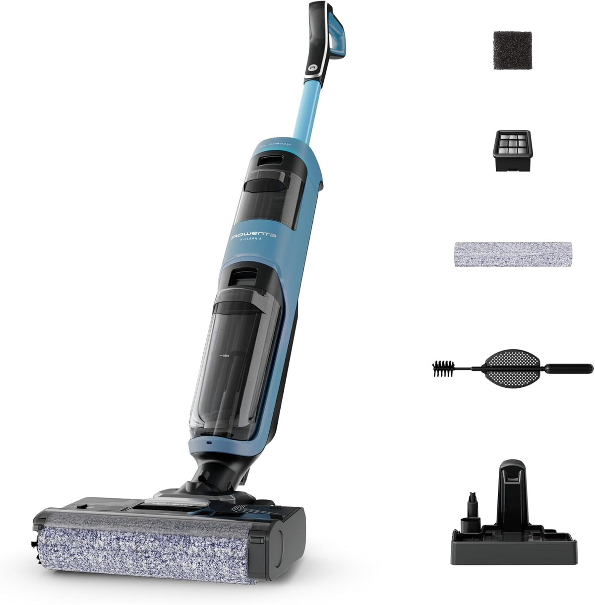 Rowenta aspirateur eau et poussière, Bleu, X-Clean2, Aspirateur Laveur sans Fil, Nettoyage 2-en-1, Modes ECO/Max