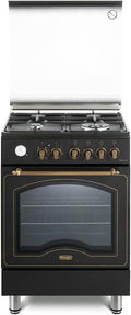 De'Longhi Cuisinières, largeur 600 mm, profondeur 600 mm, hauteur 847 – 898 mm, 60 cm, Noir, PEMA 664 CLSG Cuisinière à gaz