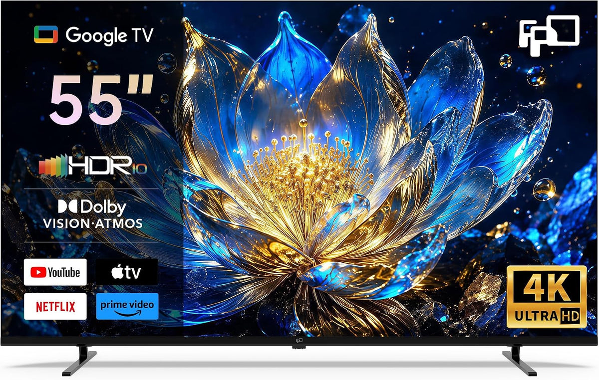 FPD téléviseur, 55 Pouces, Noir, TV 4K UHD Smart TV, Google TV avec Cast intégré, Dolby Vision et Atmos, MEMC pour des Images Plus fluides