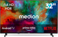 MEDION téléviseur, 32 Pouces, 80 cm, Noir, TV Full HD ( ) Television (Android TV, Smart TV, Prime Video, Bluetooth