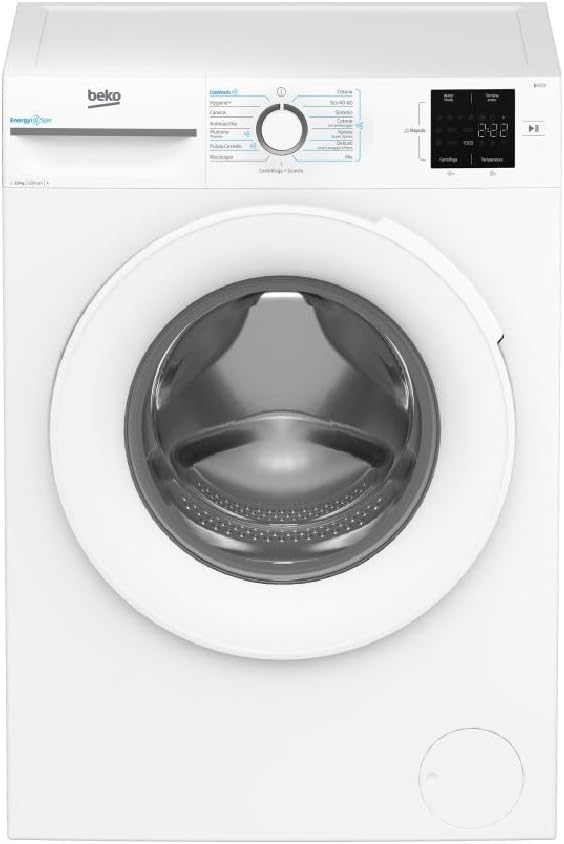 Beko lave-linge, 10 kg, Blanc, Lavatrice Inverter Energyspin Vapore A 1200giri Bmwu31021w