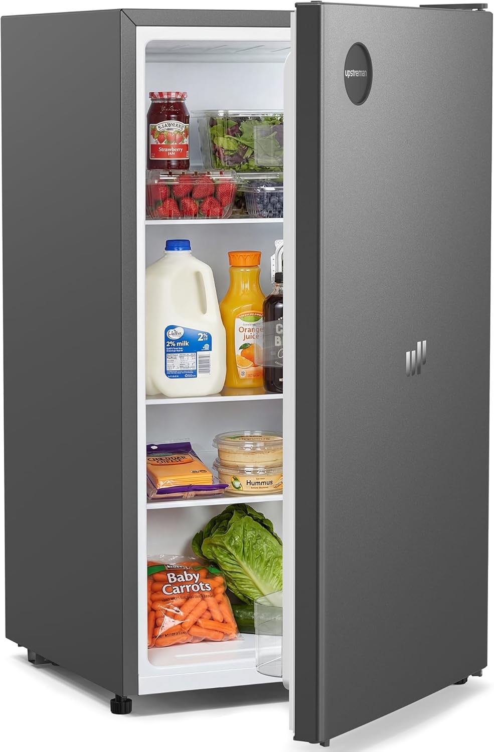 Upstreman réfrigérateur, 91 Litres, 40 dB, Gris, Petit Frigo sans Congélateur, Éclairage Intétré, 1-10℃ Thermostat Réglable