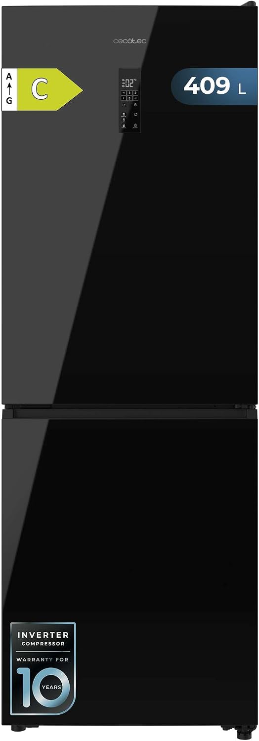 Cecotec réfrigérateur, 409 L, 185 cm, Noir, Combi No Frost Bolero CoolMarket Combi 409 Black Glass C. Hauteur