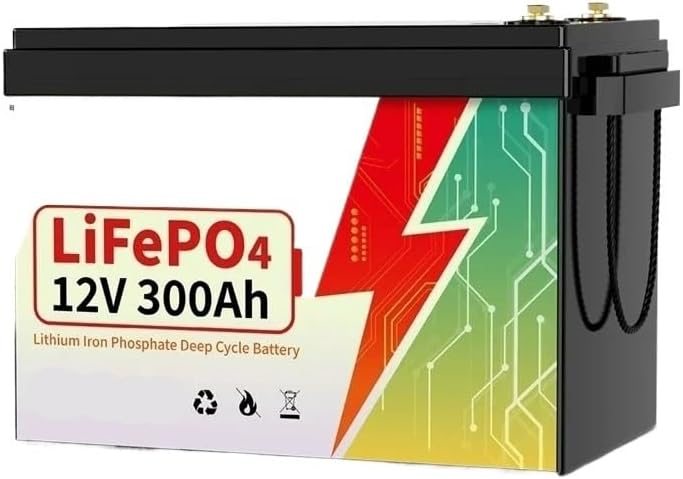 GMAHRPPOK batterie, 235, 385x190x245 mm, 12 V/12,8 V, 12 V, 300 Ah, Noir/Blanc, au lithium LiFePO4 avec 200A BMS 8000+ cycles