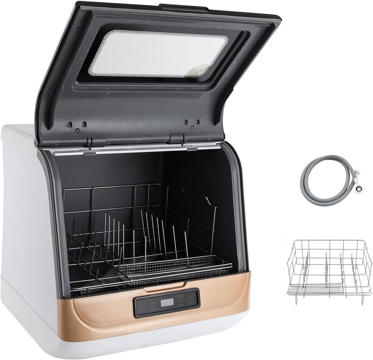 ACROSSPART Lave-vaisselles compacts, 45 x 40 x 44,8 cm., 800 W., 220 V., doré, Mini lave-vaisselle de table