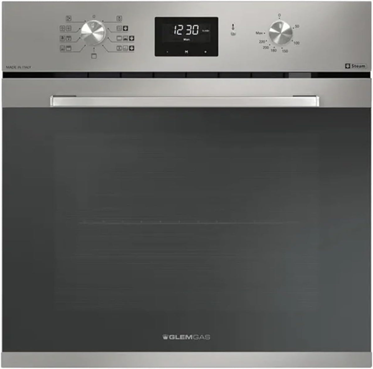 Glem four encastrable, 64 litres, Argenté, GFX97IX-S6V3 électrique ventilé Acier inoxydable Classe énergétique A