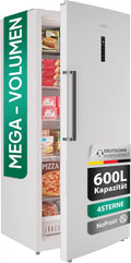 Heinrich´s Congélateurs, 600 l, Noir, Congélateur XXL, protection anti-gel, 1 tiroir de congélation, 5 étagères en verre