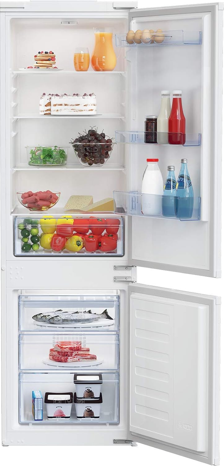 Beko réfrigérateur, 271 L, 193 L, 78 L, 35 dB, Blanc, BCSA285K4SN combiné - Encastrable, Volume total : (Réfrigération) + (Congélation)