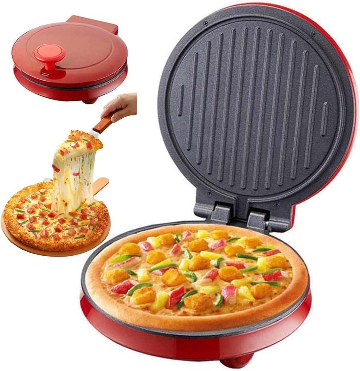 Machine Fours à pizza, Noir/Argenté, à pizza électrique, design ouvert à 180 degrés