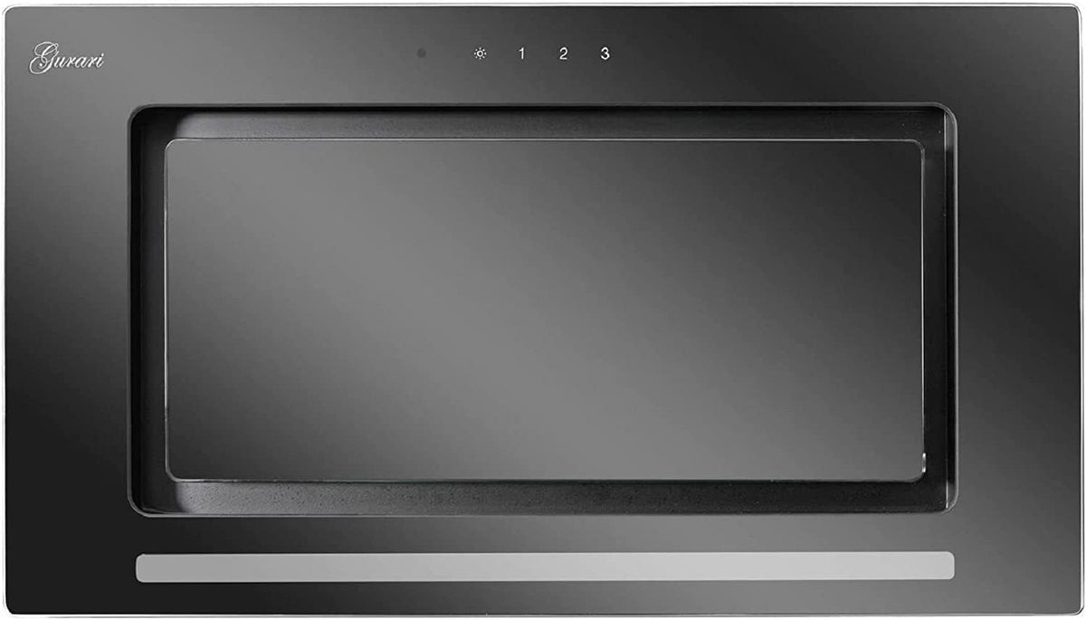 Gurari Hottes aspirantes, 52 cm, 1000 m, Noir, 217 BL 52 Pr, Hotte de plafond, Grille de ventilation, Cadre et façade en verre ³/h